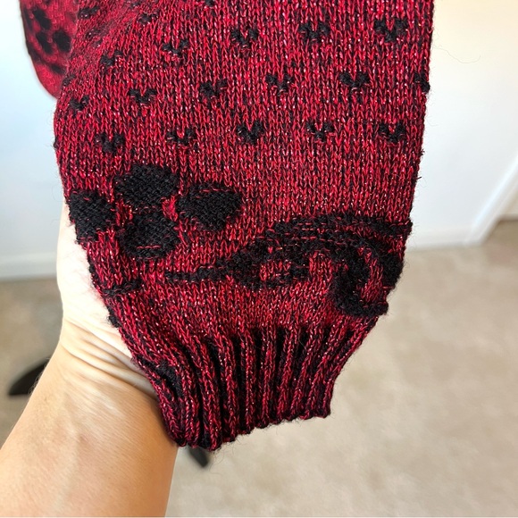 Vintage ADELE KNITWEAR Mock Neck Paisley and Heart Sweater—SZ. Large - Picture 8 of 14